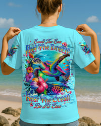 SMELL THE SEA FEEL THE BREEZE TURTLE ALL OVER PRINT - TLNT1106251