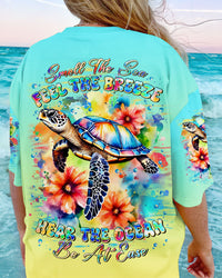 SMELL THE SEA FEEL THE BREEZE TURTLE FLORAL ALL OVER PRINT - TLTR2407243