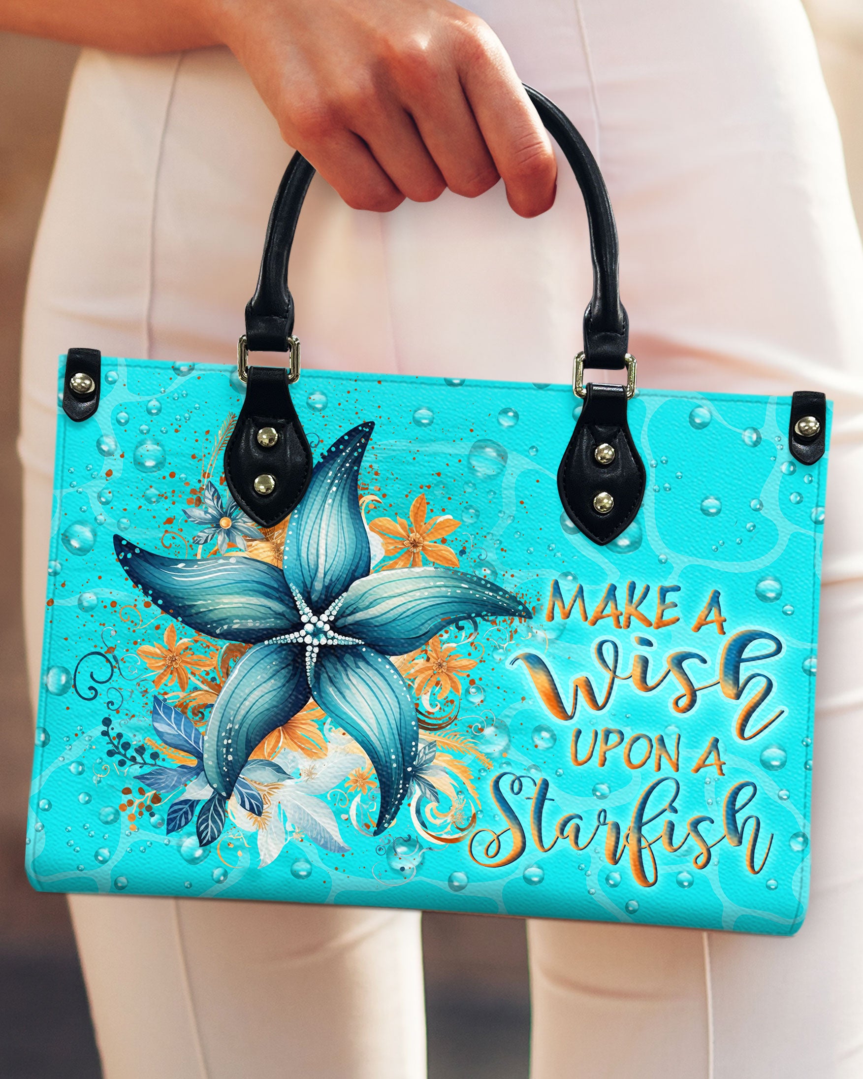 MAKE A WISH UPON A STARFISH LEATHER HANDBAG - YHLN1010244