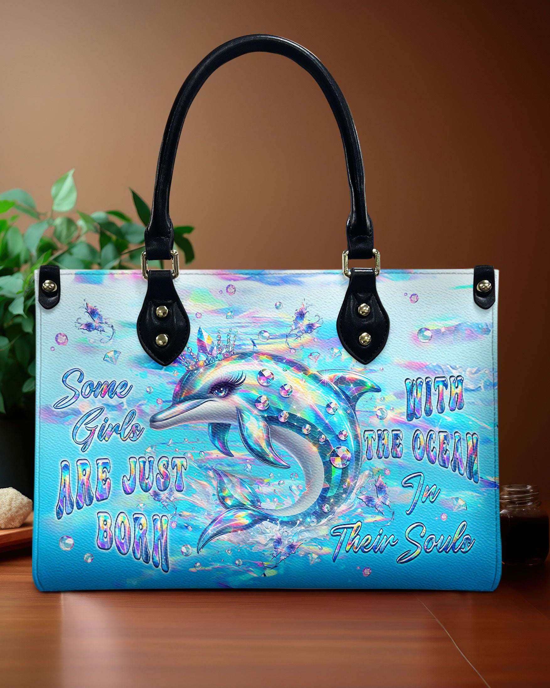 SOME GIRLS ARE JUST BORN DOLPHIN LEATHER HANDBAG - YHLT0612244