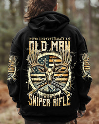NEVER UNDERESTIMATE AN OLD MAN WITH A SNIPER RIFLE ALL OVER PRINT - TLNT2512241