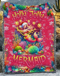 HOLLY JOLLY MERMAID CHRISTMAS WOVEN AND FLEECE BLANKET - TLNZ0311234
