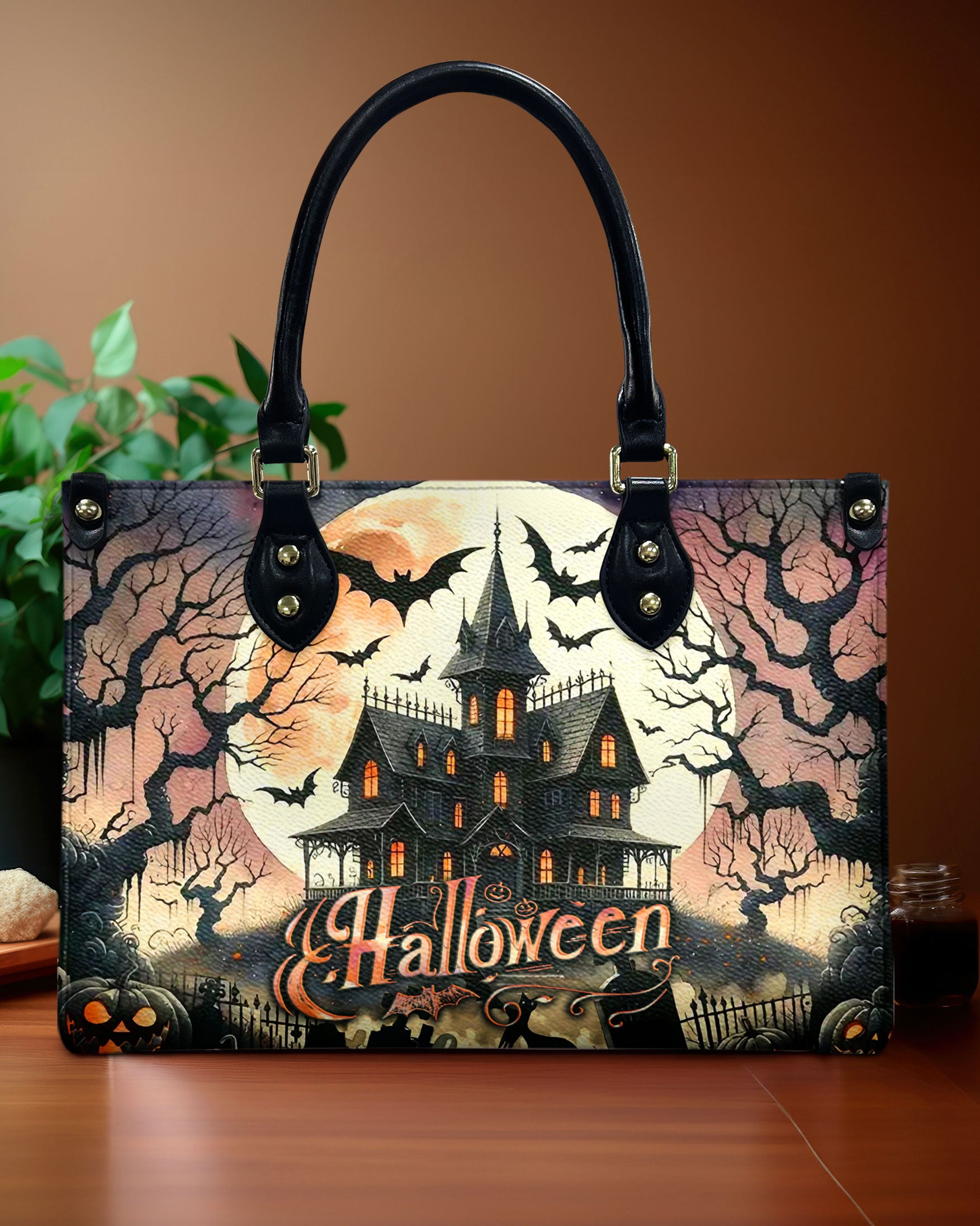 HALLOWEEN CASTLE LEATHER HANDBAG - YHLT1309242