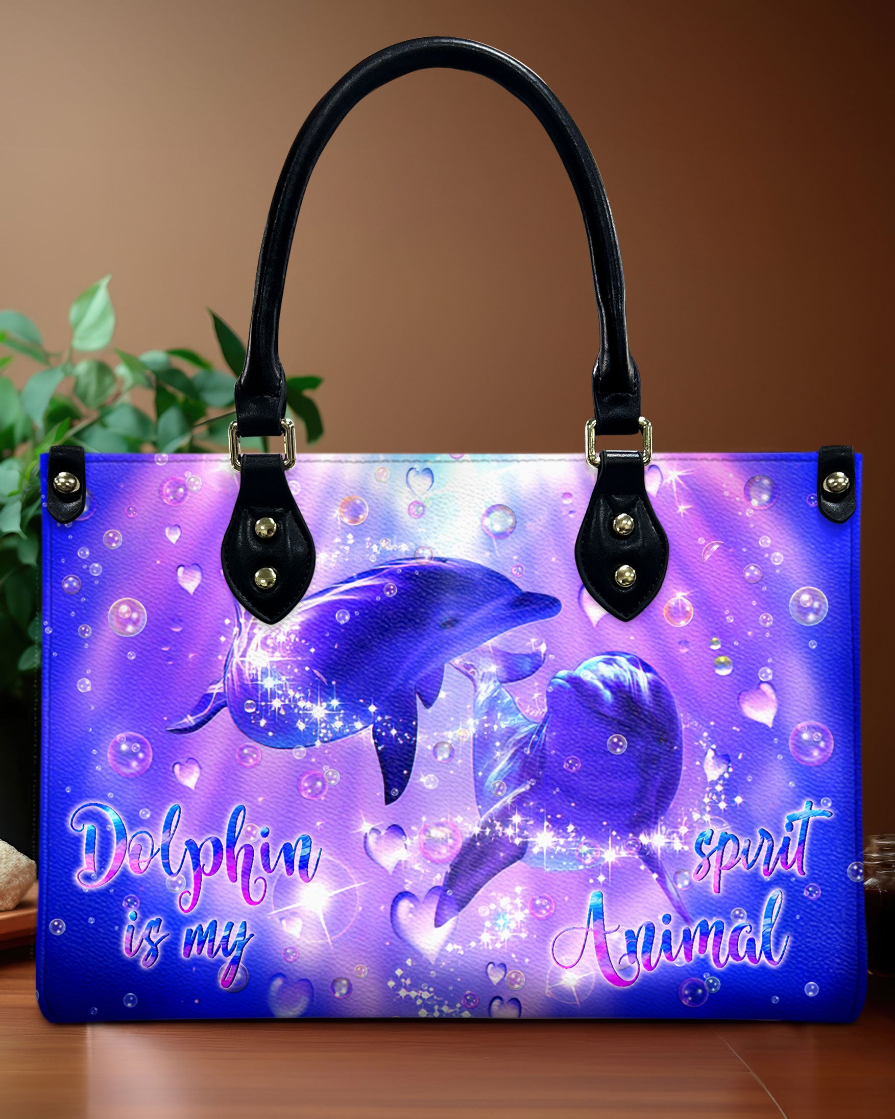 DOLPHIN IS MY SPIRIT ANIMAL LEATHER HANDBAG - YHLN0207244