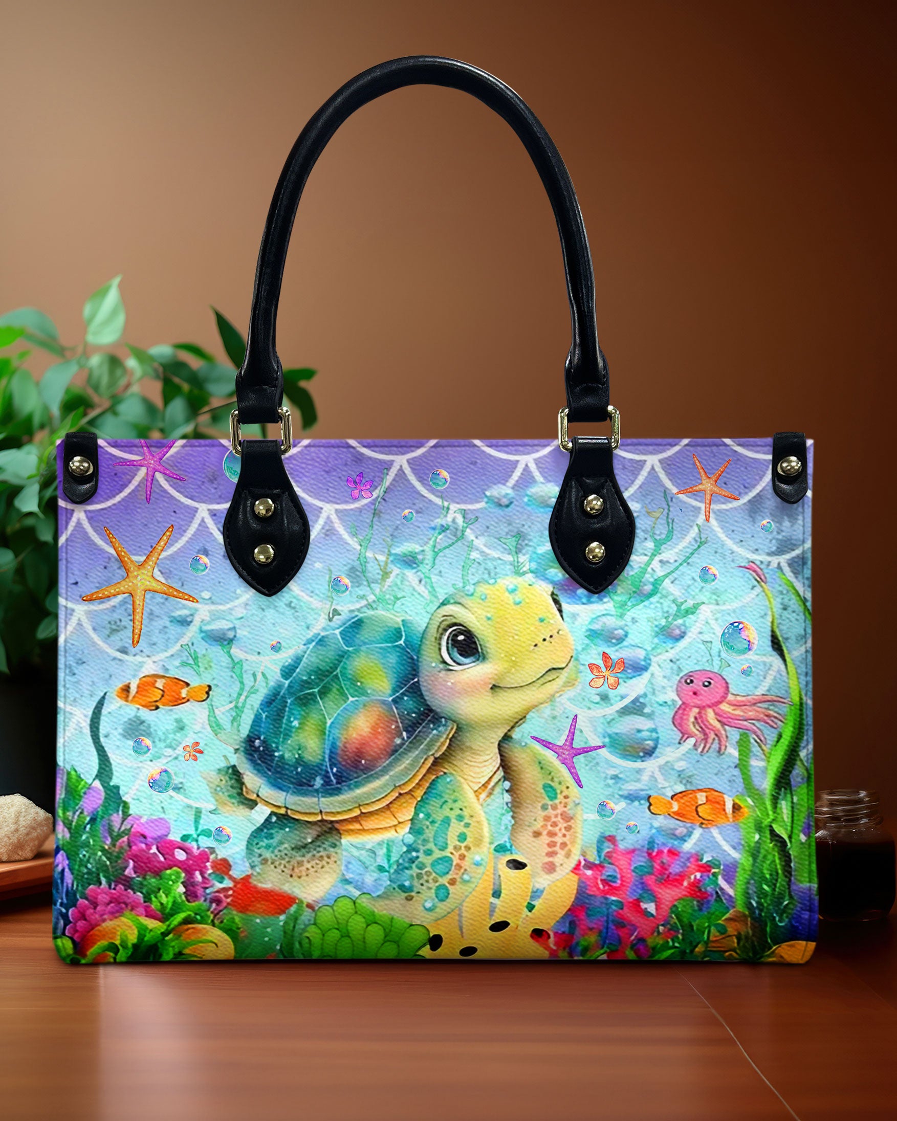 SEA TURTLE LEATHER HANDBAG - YHLT2808241