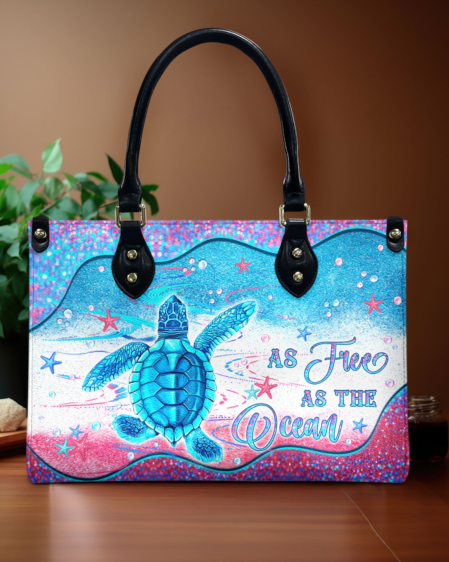 AS FREE AS THE OCEAN TURTLE LEATHER HANDBAG - YHLN2803244