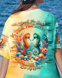 SMELL THE SEA FEEL THE BREEZE SEAHORSE ALL OVER PRINT - TLNT2907241