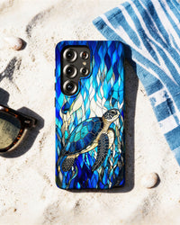 SEA TURTLE SWIMMING STAINED GLASS PHONE CASE  - TLNT0505261