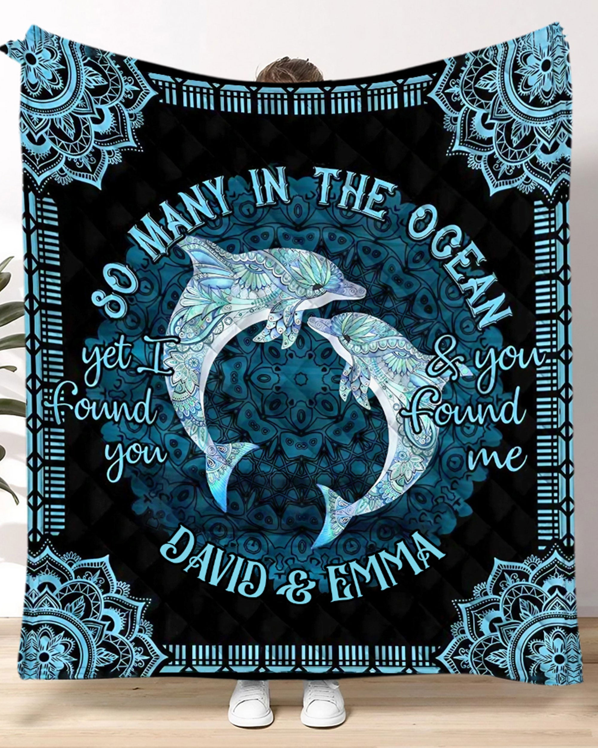 PERSONALIZED SO MANY IN THE OCEAN COUPLE DOLPHIN FLEECE BLANKET - YHHG1702254