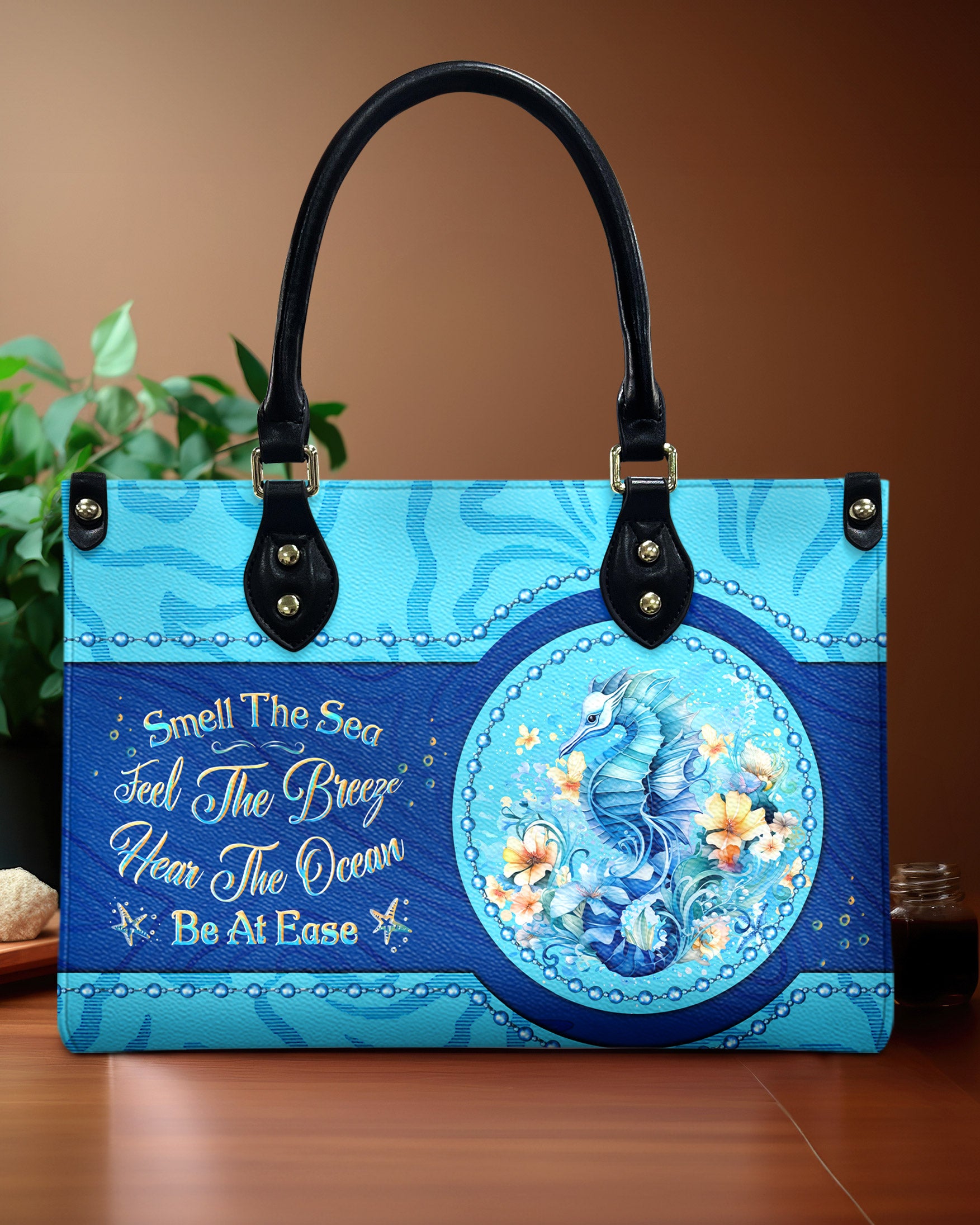 SMELL THE SEA FEEL THE BREEZE SEAHORSE LEATHER HANDBAG - YHLT2503244