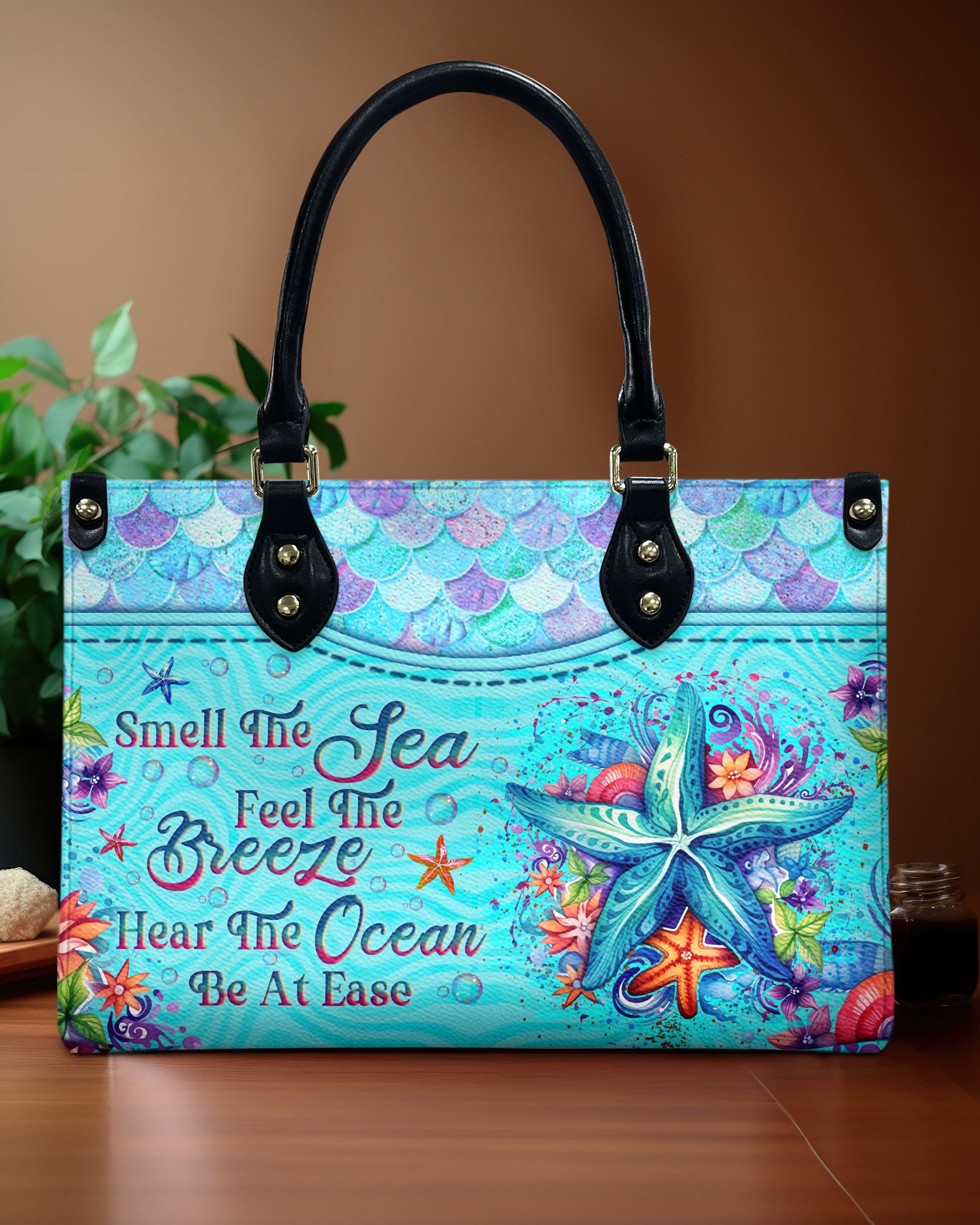 SMELL THE SEA FEEL THE BREEZE STARFISH LEATHER HANDBAG - YHLN2603241