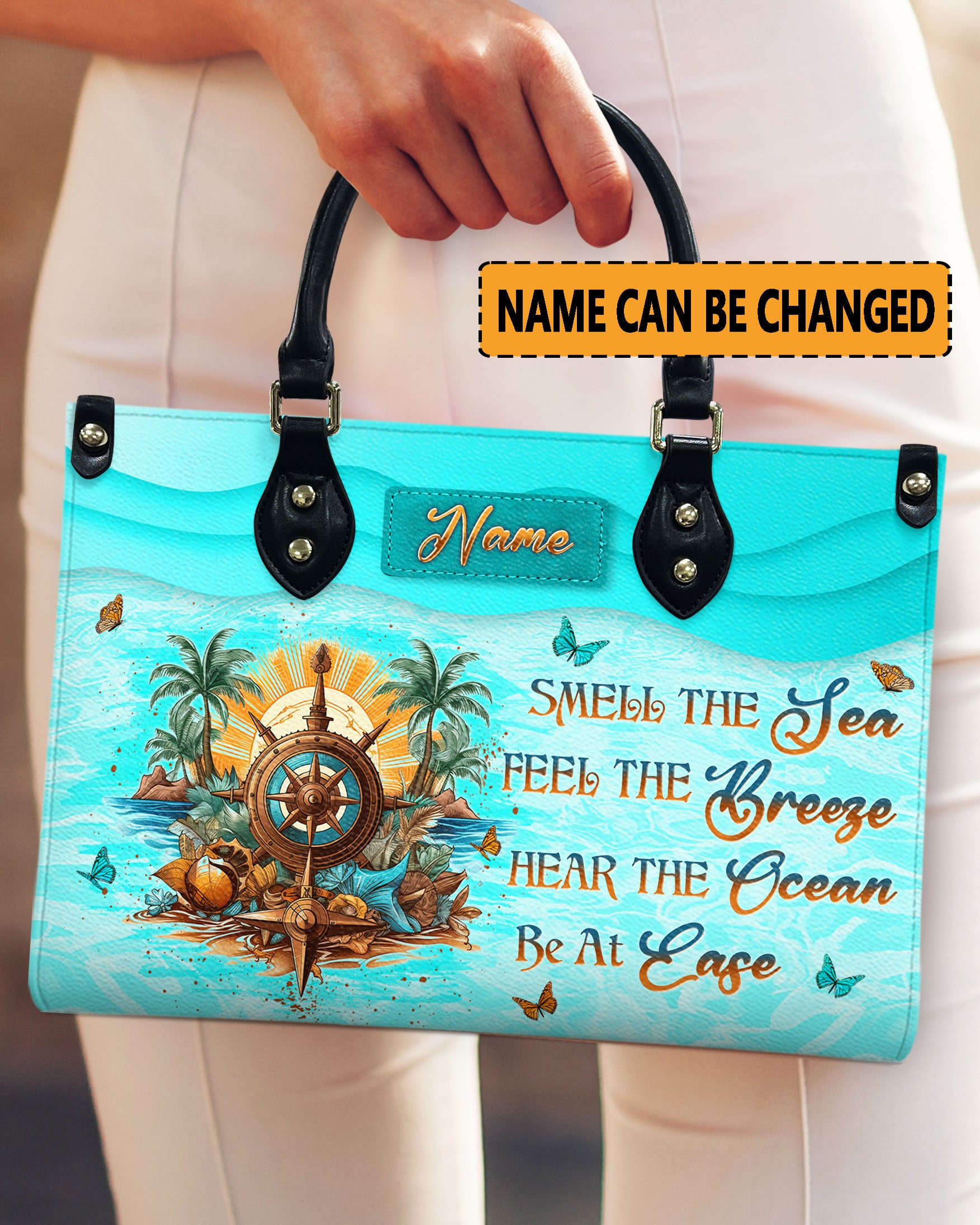 SMELL THE SEA FEEL THE BREEZE LEATHER HANDBAG - YHLN1706242