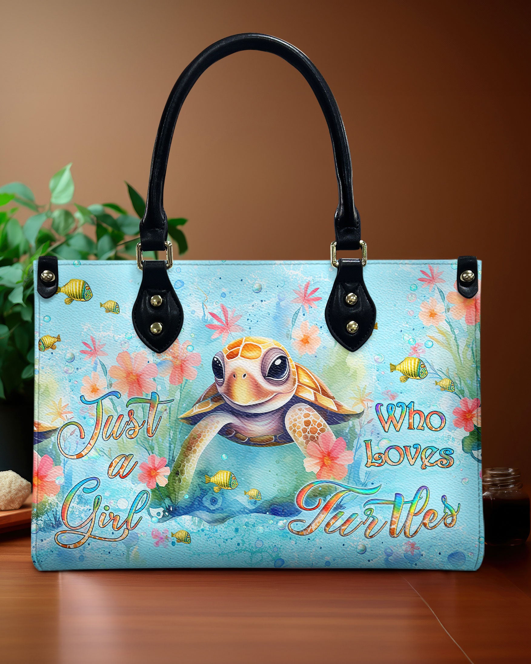 JUST A GIRL WHO LOVES TURTLES LEATHER HANDBAG - YHLT1410245