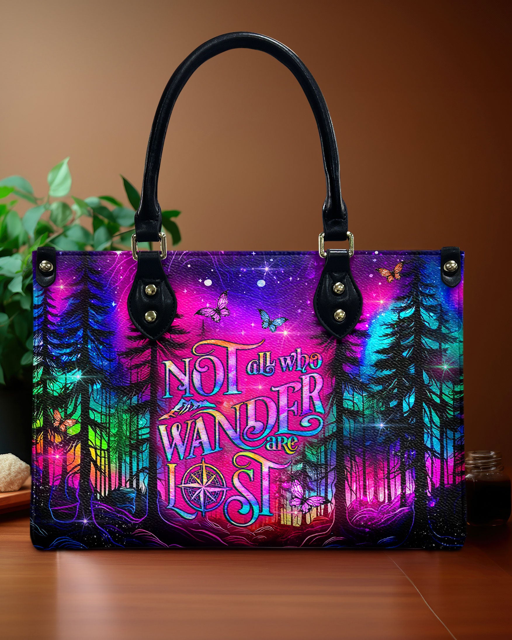 NOT ALL WHO WANDER ARE LOST LEATHER HANDBAG - YHLT0509243