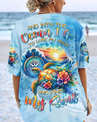 AND INTO THE OCEAN I GO TURTLE COMPASS ALL OVER PRINT - TLTR1801244