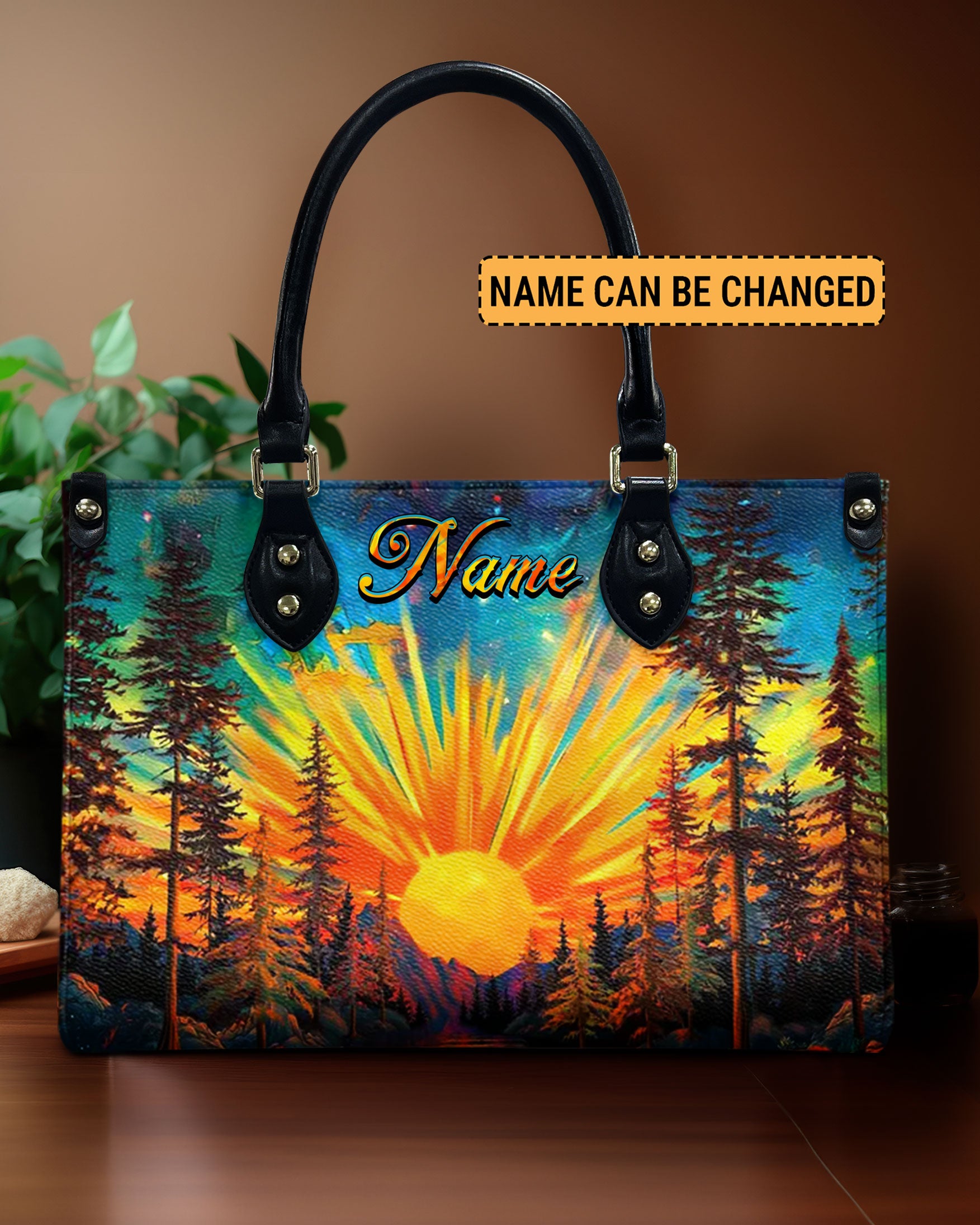 BEAUTIFUL SUN SCENE LEATHER HANDBAG - YHHN1009243