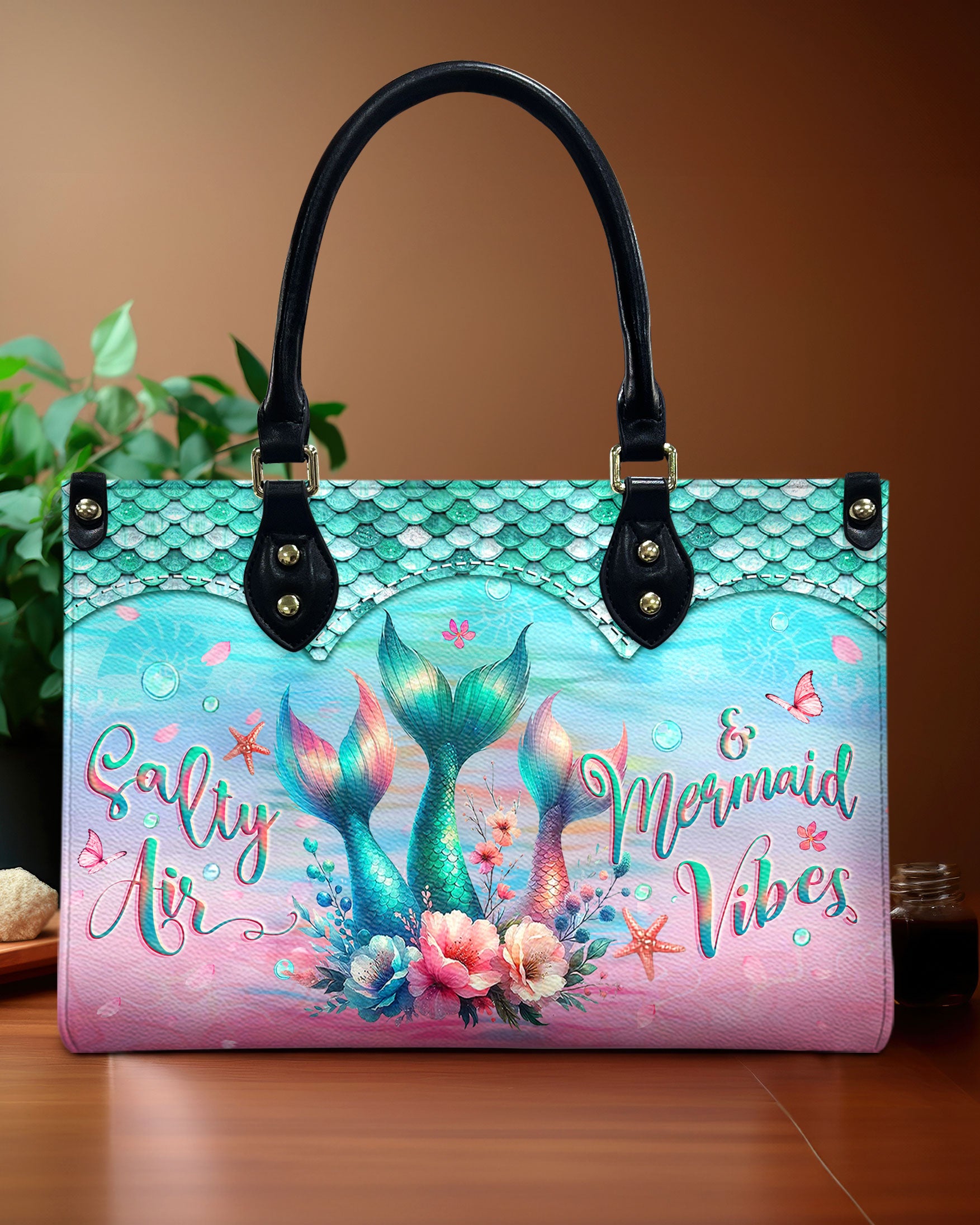 SALTY AIR AND MERMAID VIBES LEATHER HANDBAG - YHLT0506243