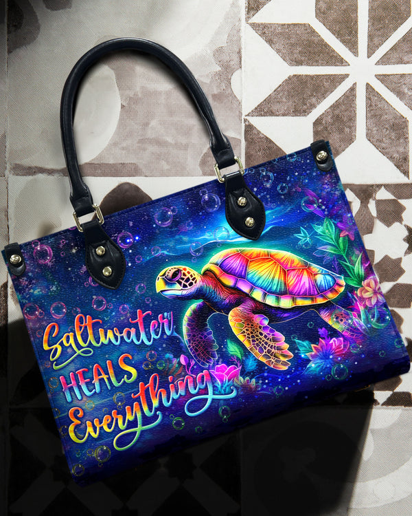 SALTWATER HEALS EVERYTHING TURTLE LEATHER HANDBAG - YHLN0111244