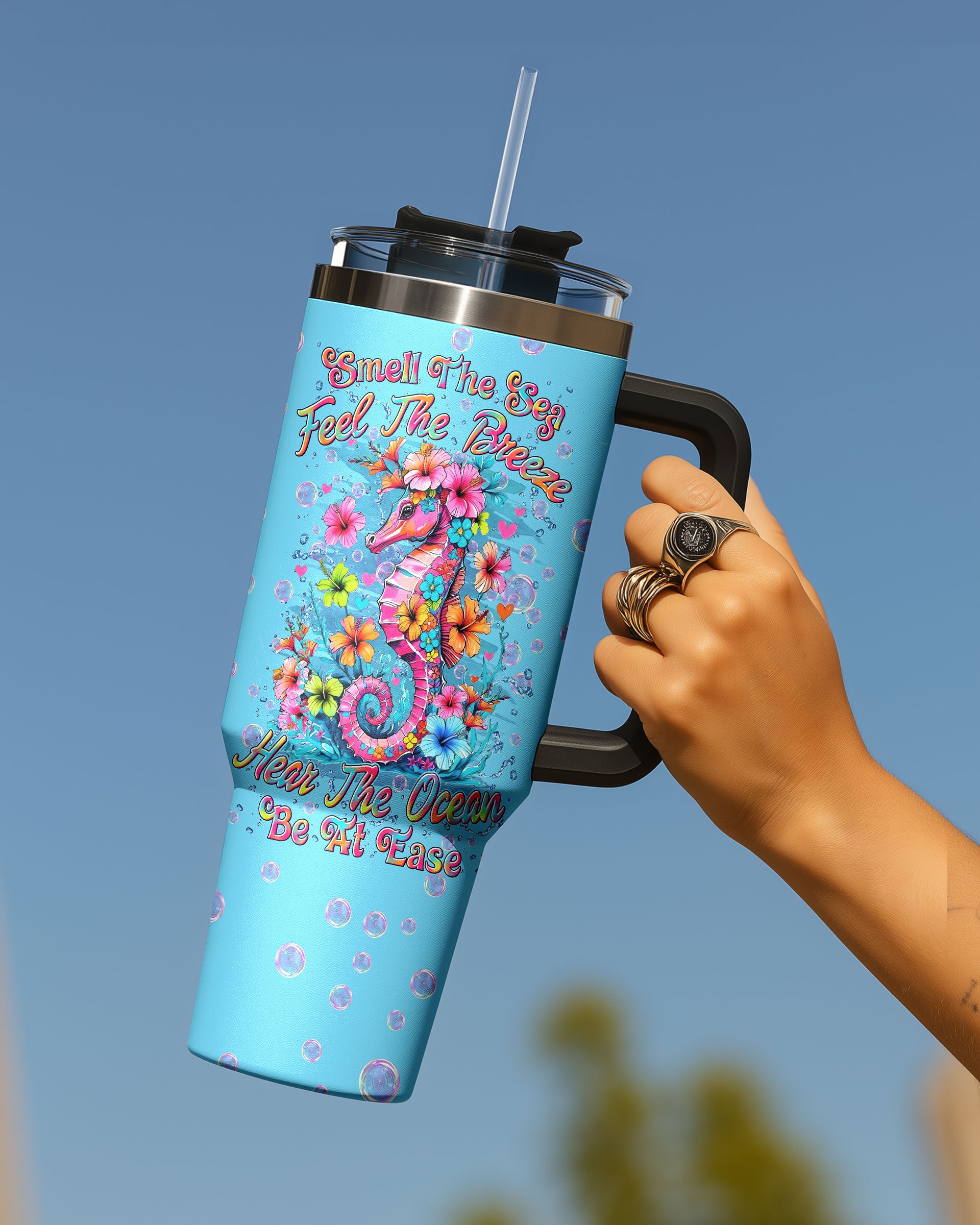 SMELL THE SEA FEEL THE BREEZE SEAHORSE TUMBLER - YHLN2309255