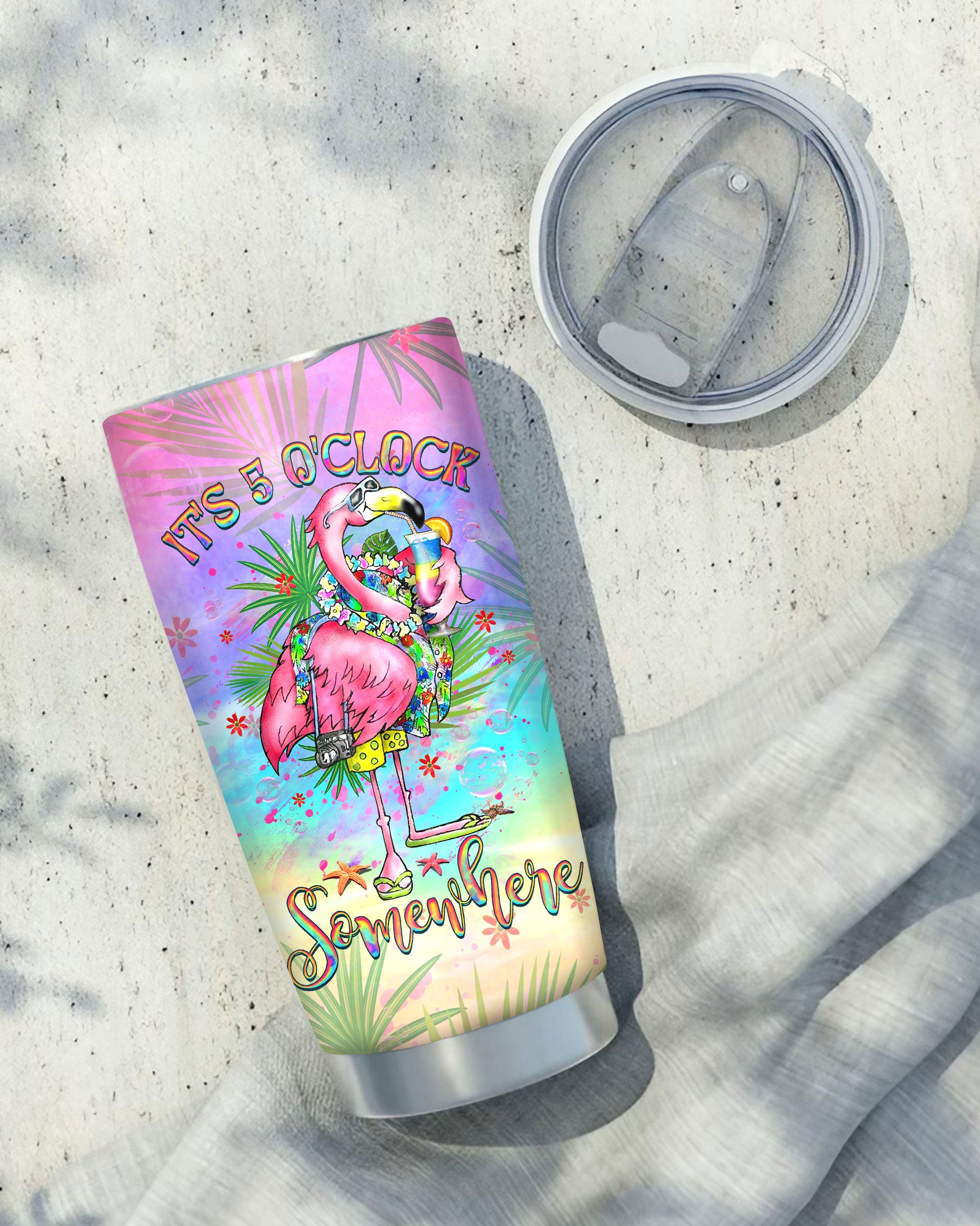 IT'S 5 O'CLOCK SOMEWHERE FLAMINGO TUMBLER - YHHG2708254