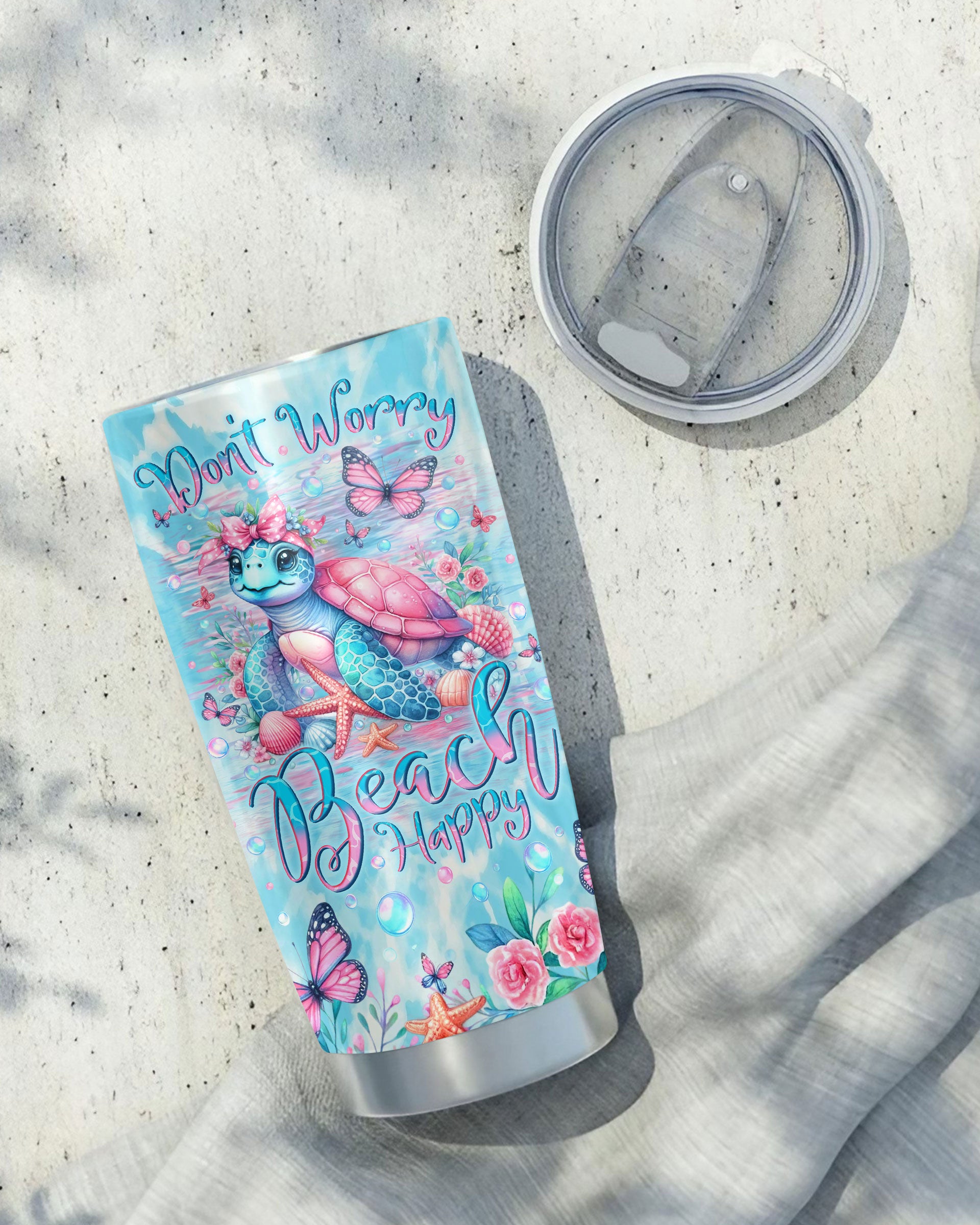 DON'T WORRY BEACH HAPPY TURTLE TUMBLER - YHLN2608255