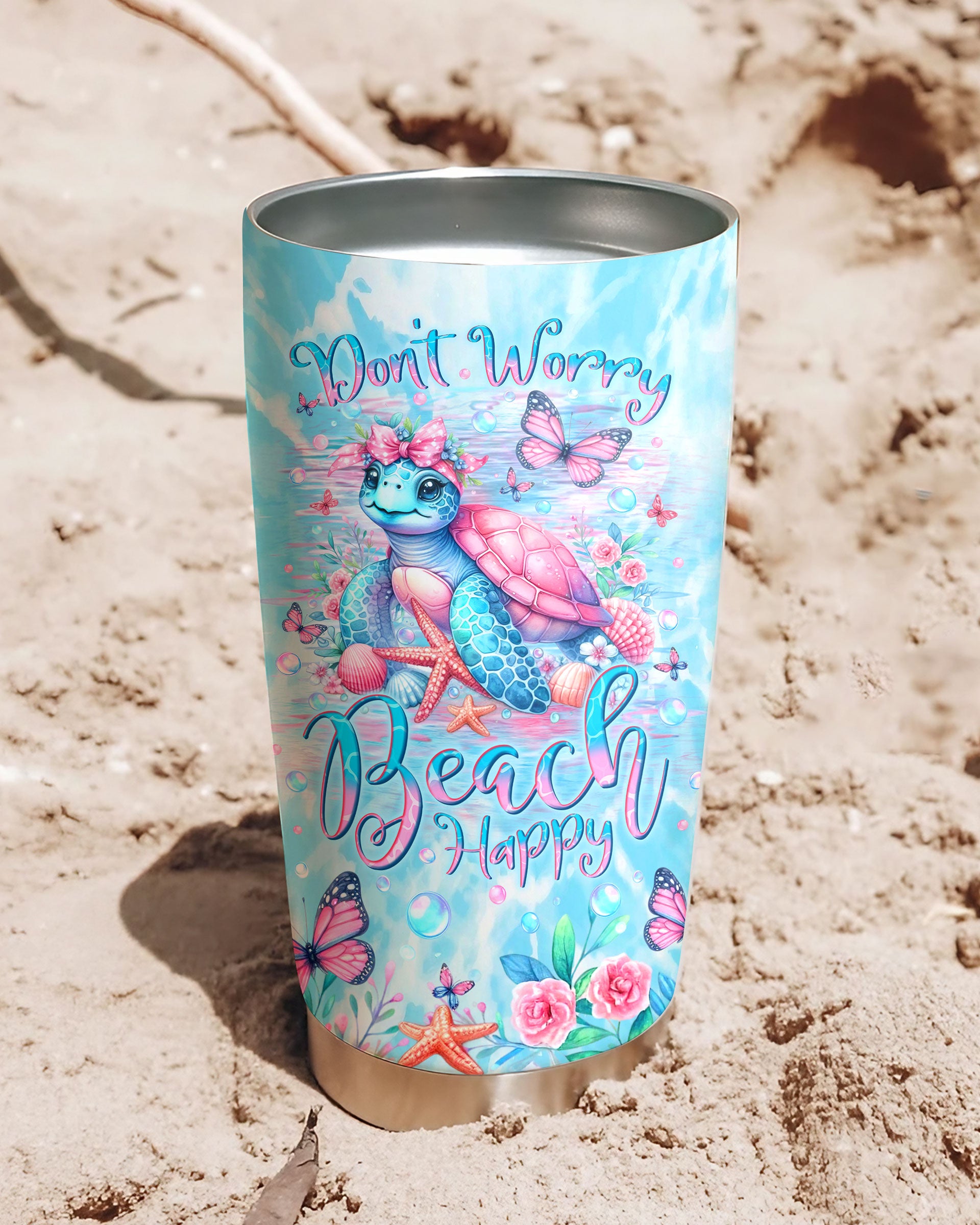 DON'T WORRY BEACH HAPPY TURTLE TUMBLER - YHLN2608255