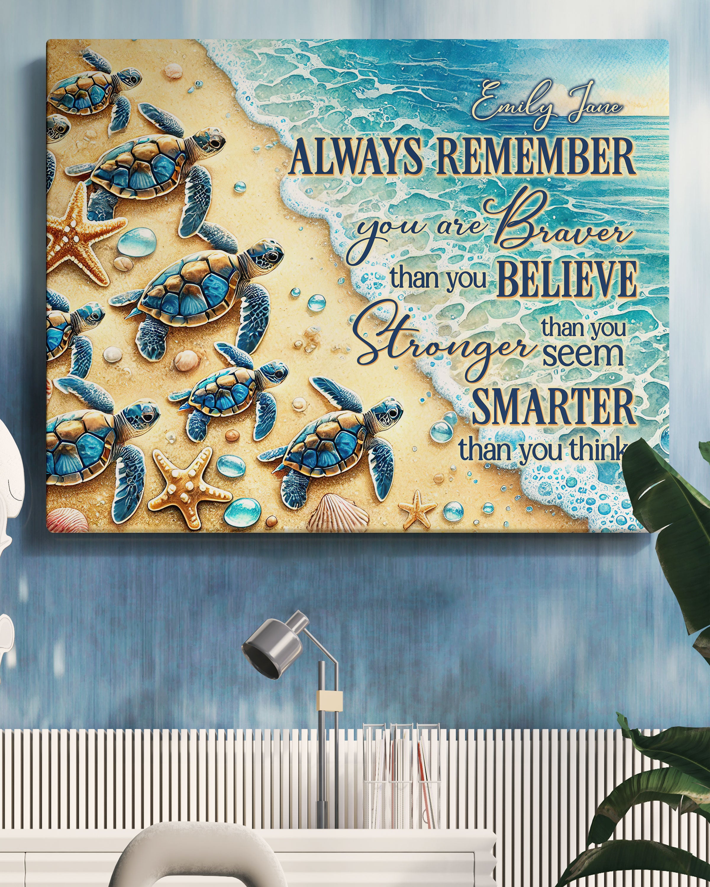 PERSONALIZED ALWAYS REMEMBER YOU ARE BRAVER TURTLE CANVAS  - TLNO0701252