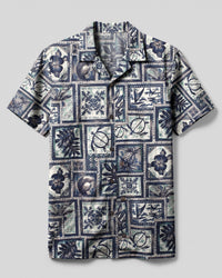 NAUTICAL ISLAND TURTLE PATCHWORK CAMP SHIRT - TLHN2707262