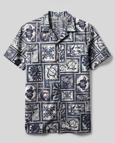 NAUTICAL ISLAND TURTLE PATCHWORK CAMP SHIRT - TLHN2707262