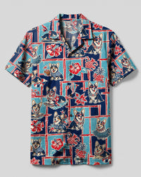 SUMMER CORGI DOG PATCHWORK CAMP SHIRT - TLHN0408264