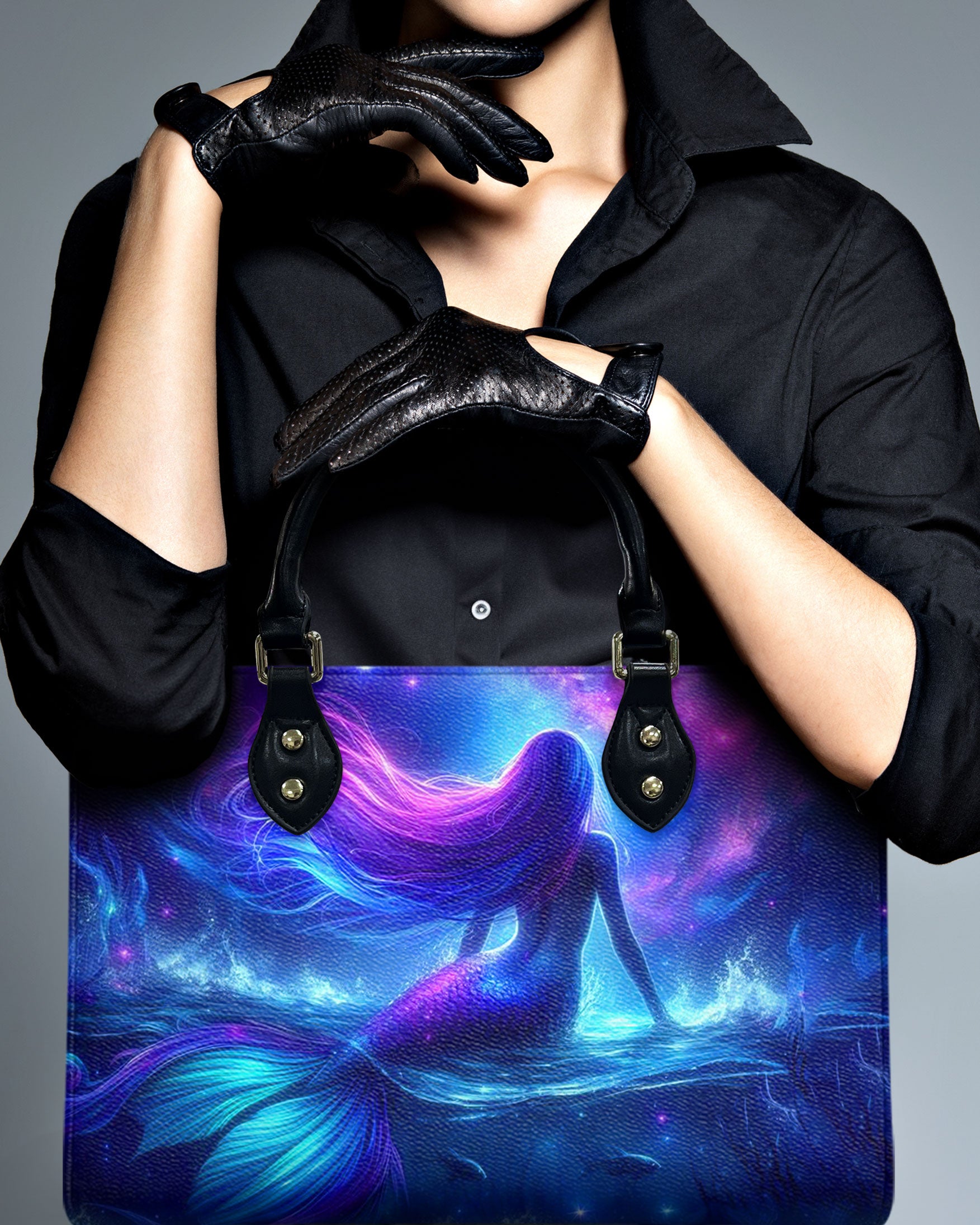 GLOWING OCEAN MERMAID LEATHER HANDBAG - YHHN2712242