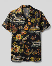 VINTAGE TROPICAL NAUTICAL CRUISE CAMP SHIRT - TLHN1108265