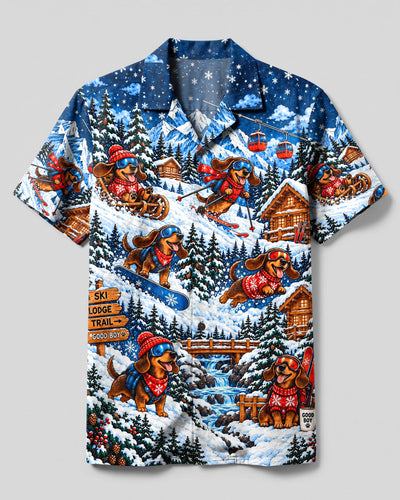 DACHSHUND WINTER ADVENTURE CAMP SHIRT - YHHN0810265