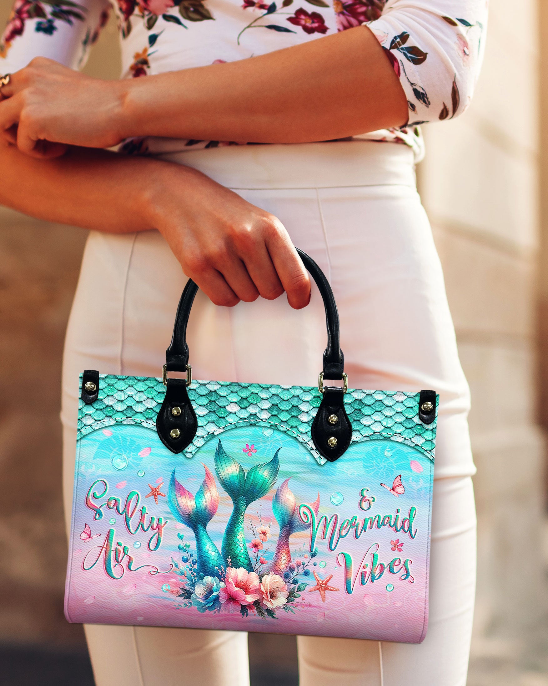 SALTY AIR AND MERMAID VIBES LEATHER HANDBAG - YHLT0506243