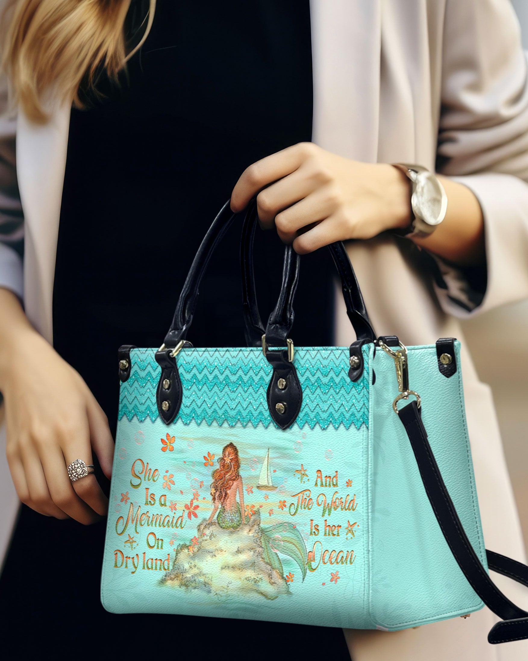 SHE IS A MERMAID LEATHER HANDBAG - YHLT2803242