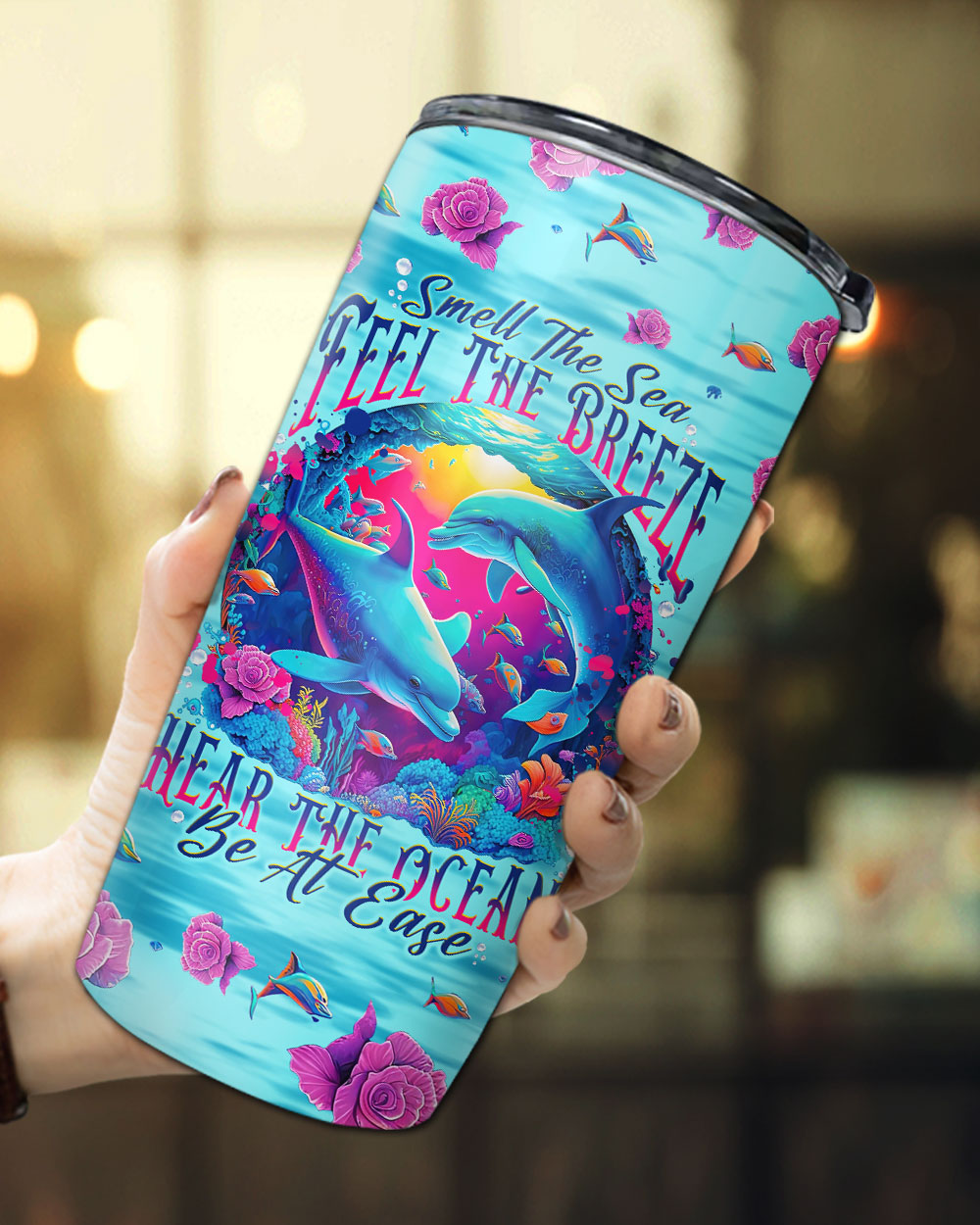 SMELL THE SEA FEEL THE BREEZE DOLPHIN TUMBLER - TLNT0809233