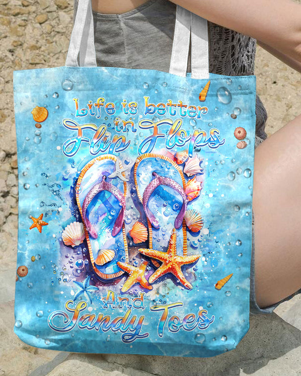 LIFE IS BETTER IN FLIP-FLOPS AND SANDY TOES TOTE BAG - YHHN1004244