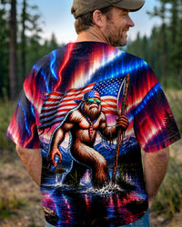 BIGFOOT UNDER RED WHITE & BLUE AURORA ALL OVER PRINT  - TLHN0106262