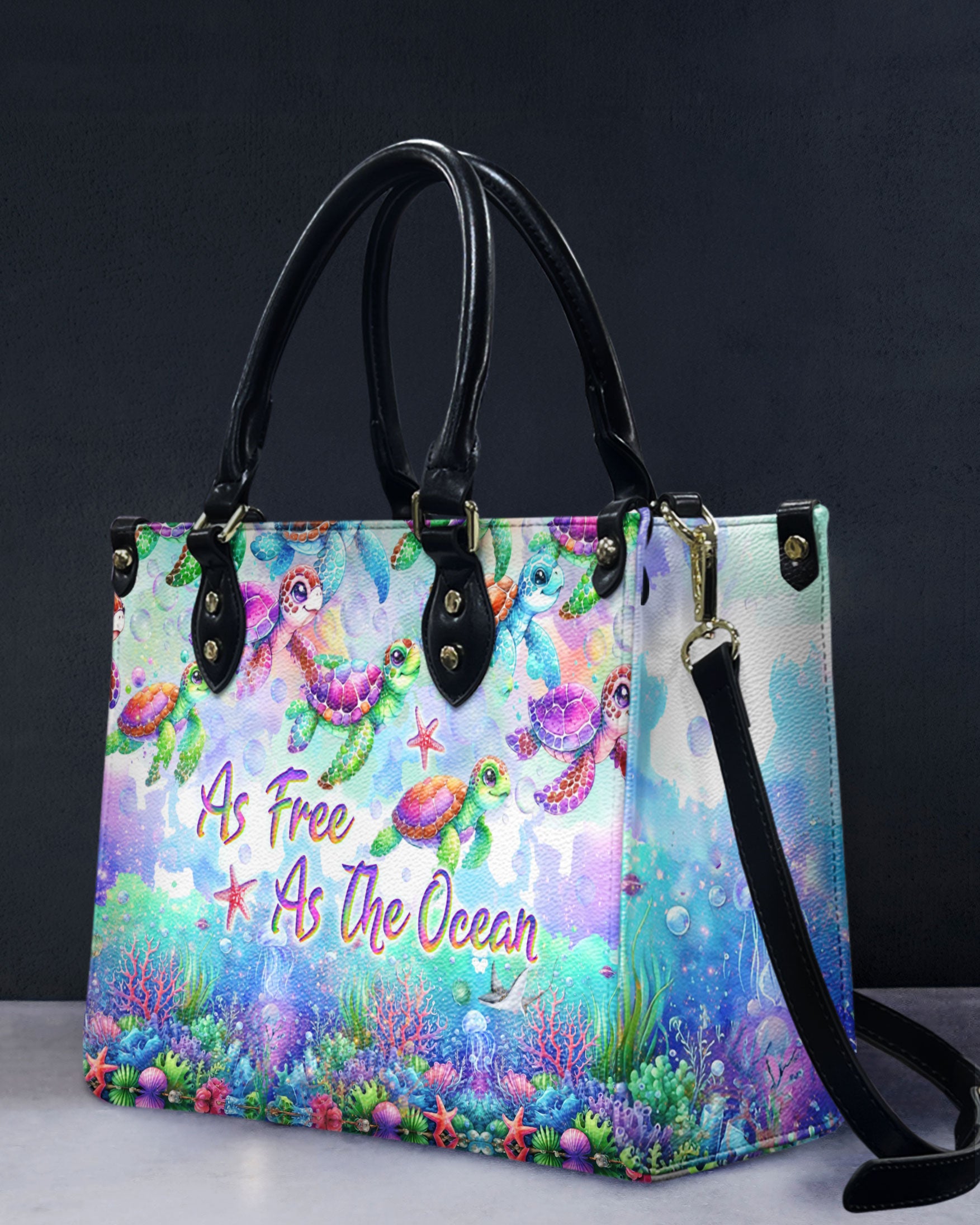 AS FREE AS THE OCEAN TURTLE LEATHER HANDBAG - YHLT1306244