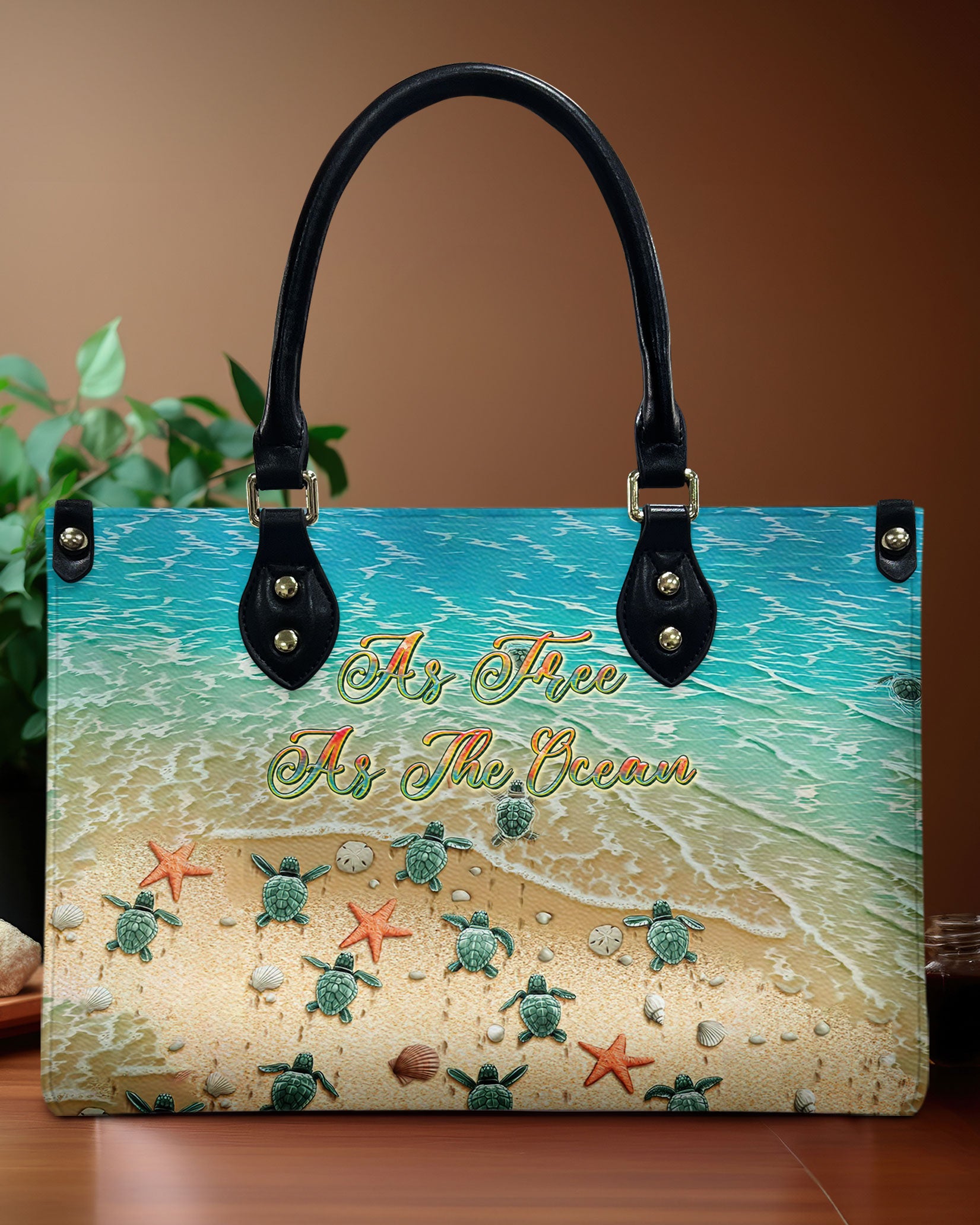 AS FREE AS THE OCEAN TURTLE LEATHER HANDBAG - TLTR0807244