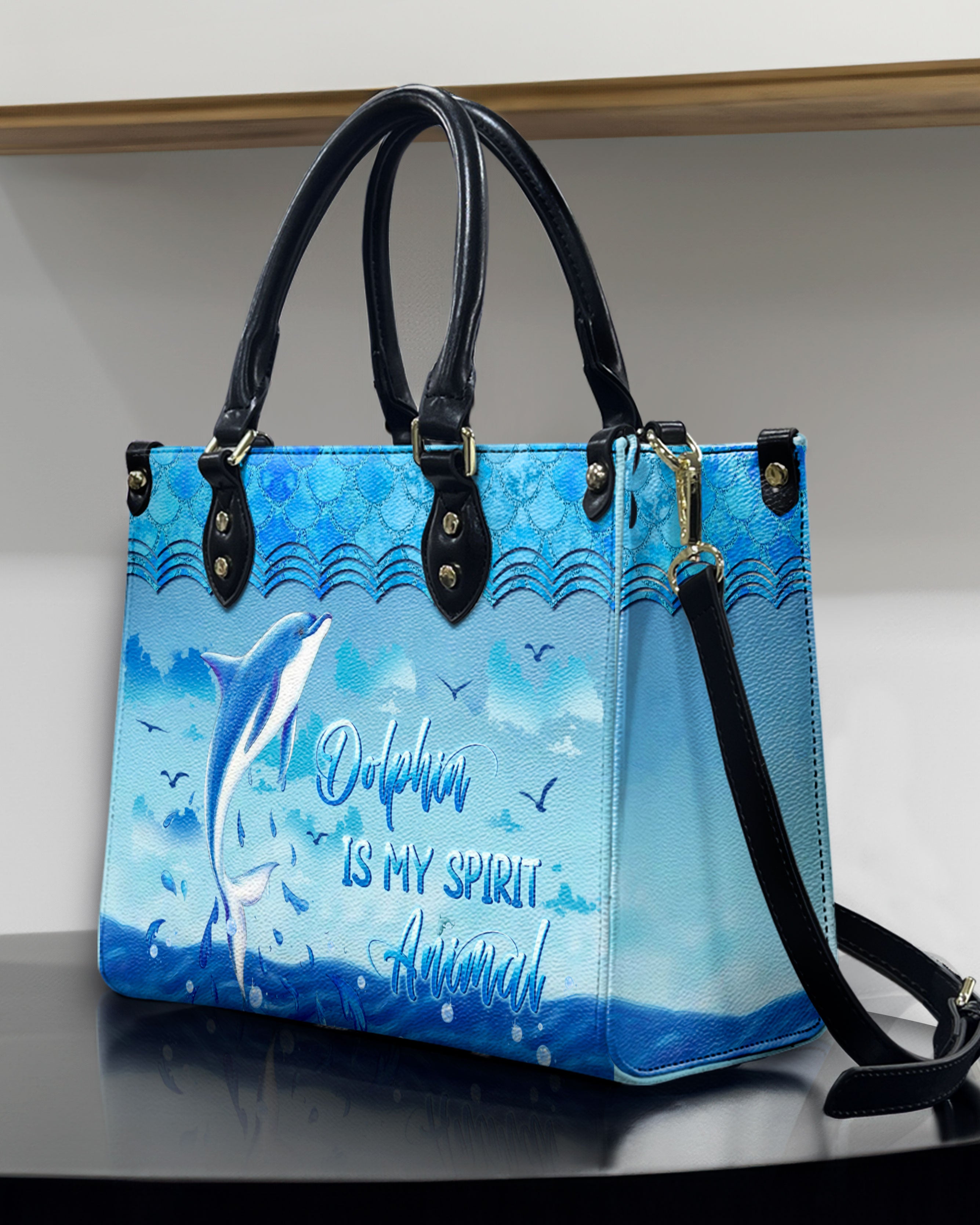 DOLPHIN IS MY SPIRIT ANIMAL LEATHER HANDBAG - YHLN2803242