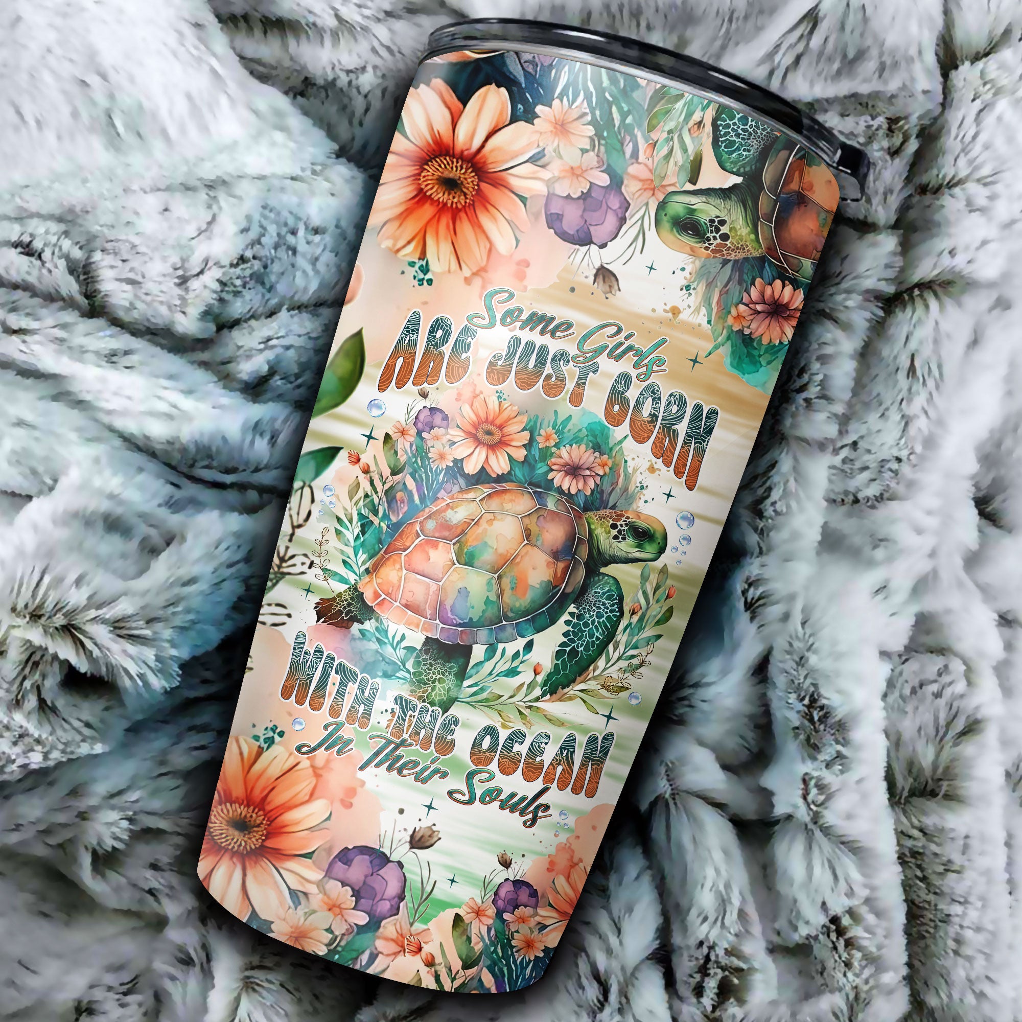 SOME GIRLS ARE JUST BORN TURLTE WATERCOLOR TUMBLER - TLNT1104243