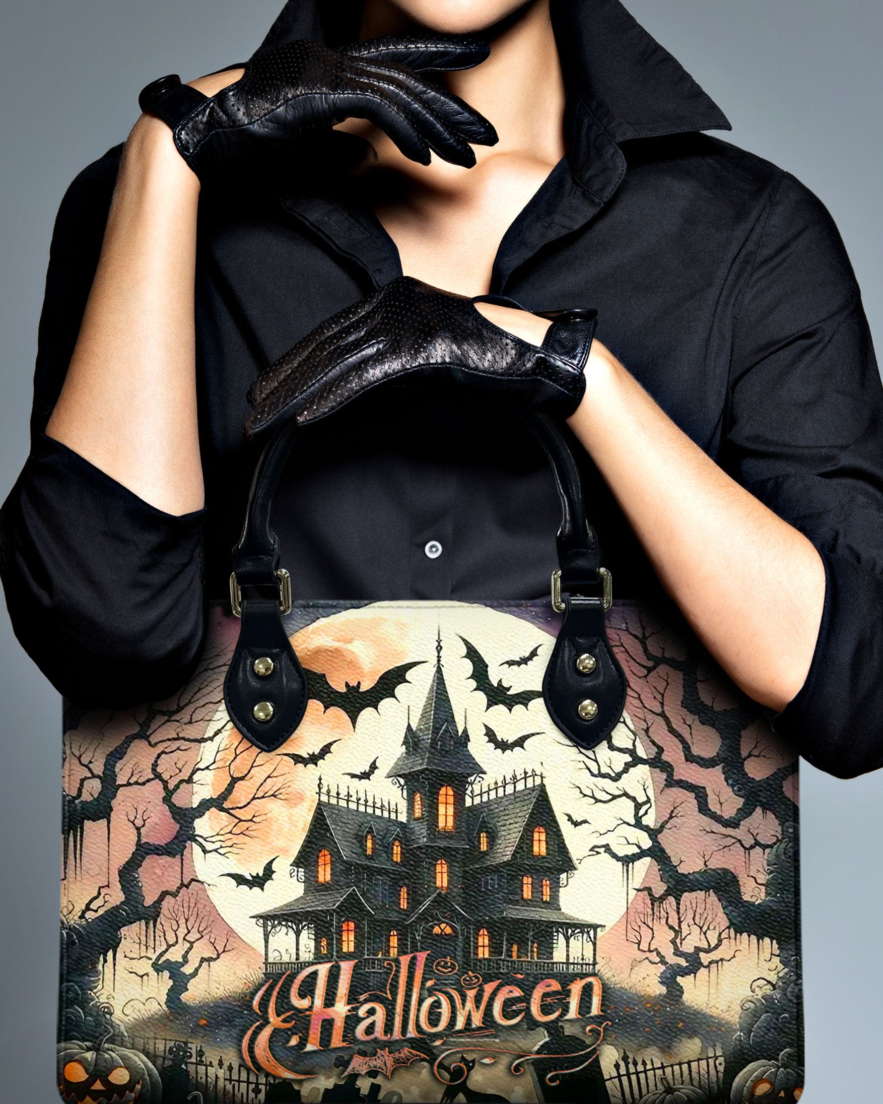 HALLOWEEN CASTLE LEATHER HANDBAG - YHLT1309242