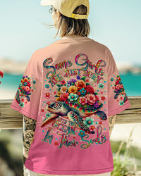 SOME GIRLS ARE JUST BORN TURLTE FLORAL ALL OVER PRINT - TLTR1203252