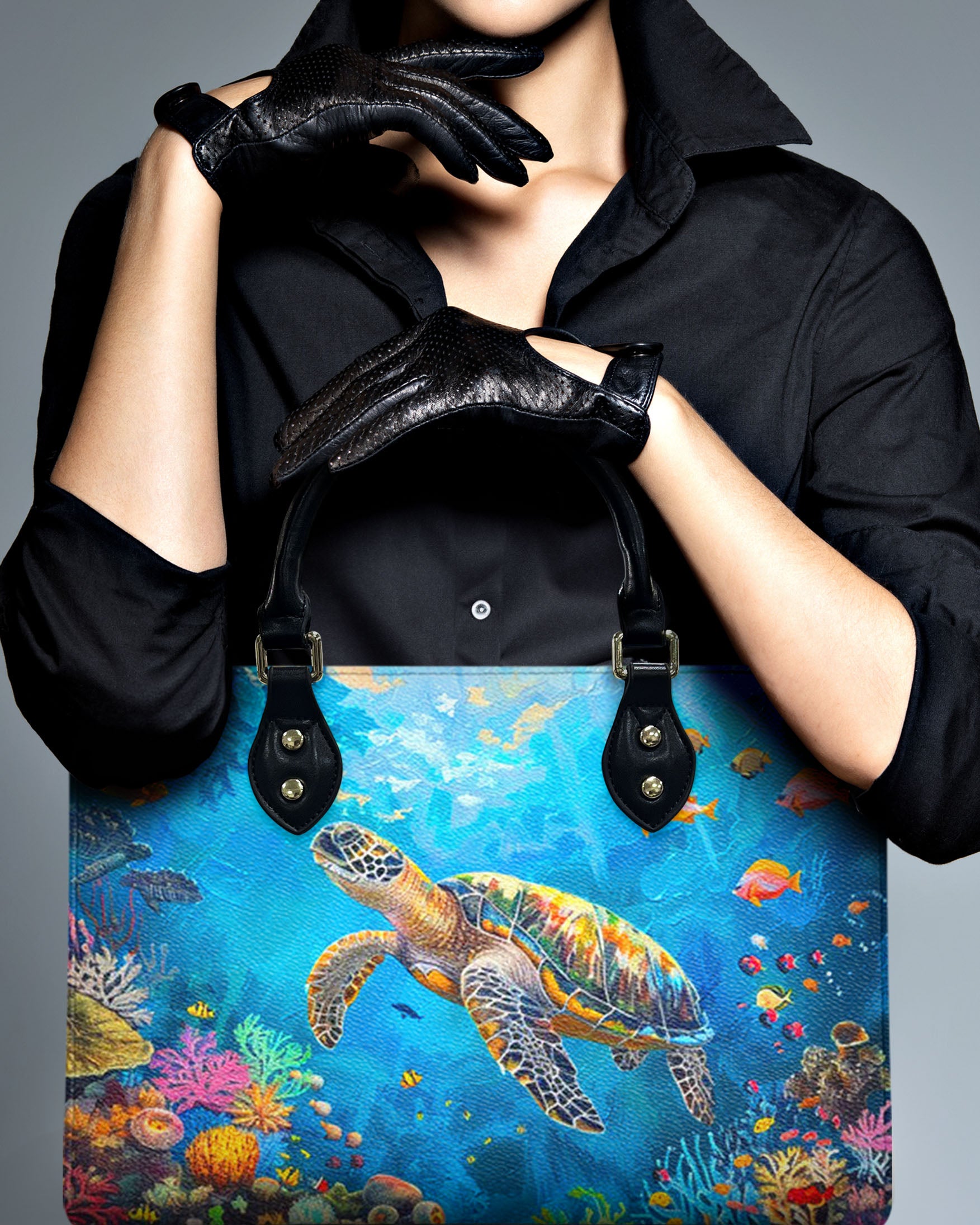 OCEAN TURTLE LEATHER HANDBAG - YHHN2307244