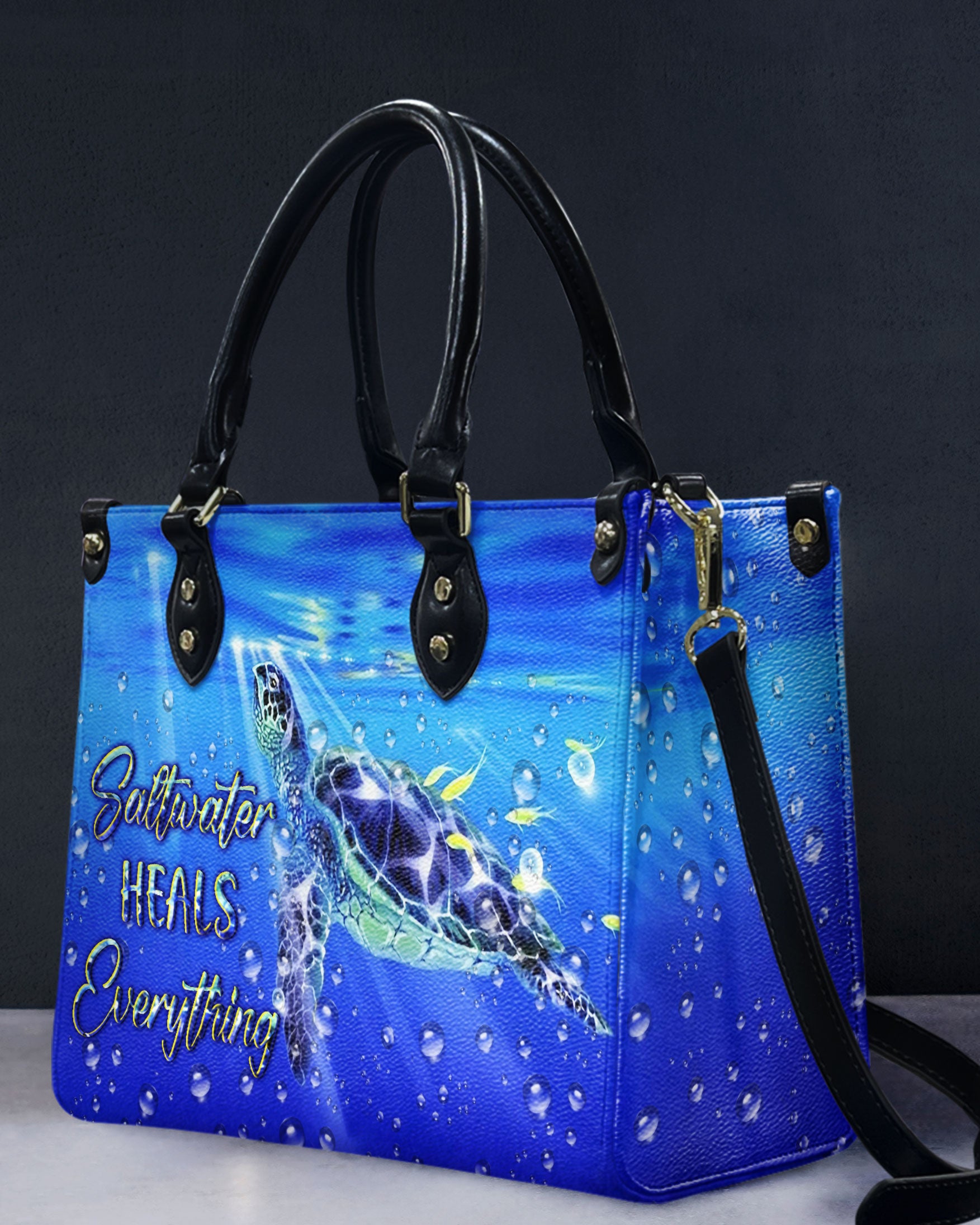 SALTWATER HEALS EVERYTHING TURTLE LEATHER HANDBAG - YHLN2009246