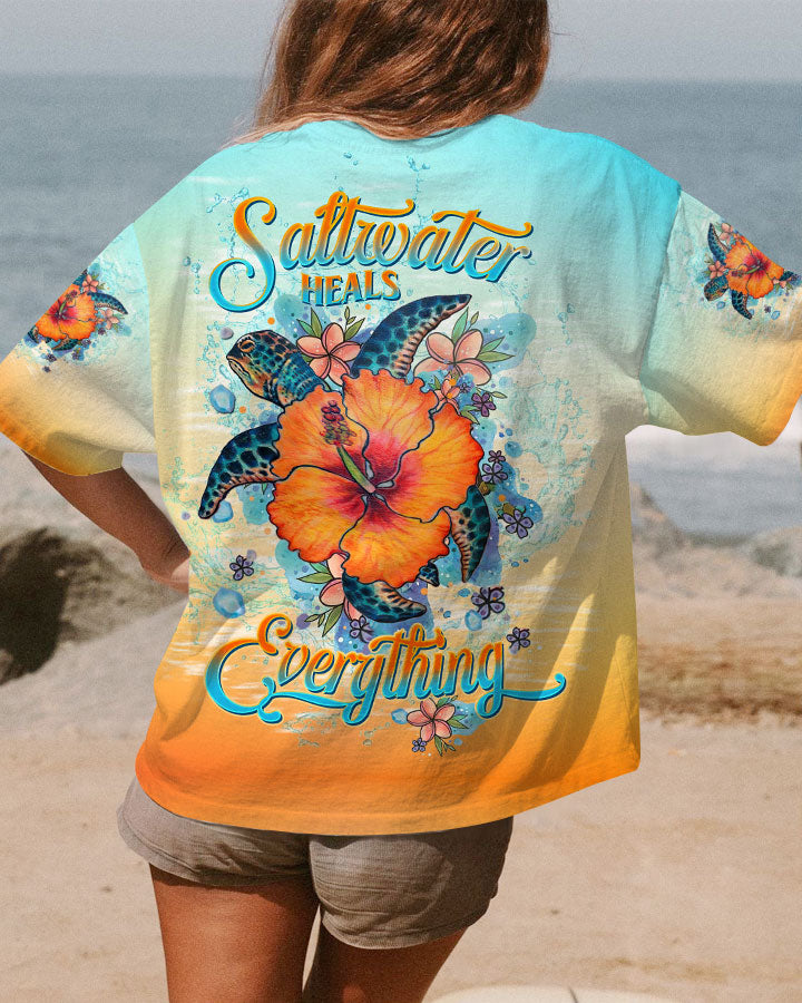 SALTWATER HEALS EVERYTHING TURTLE HIBICUS ALL OVER PRINT - TLTW2911231
