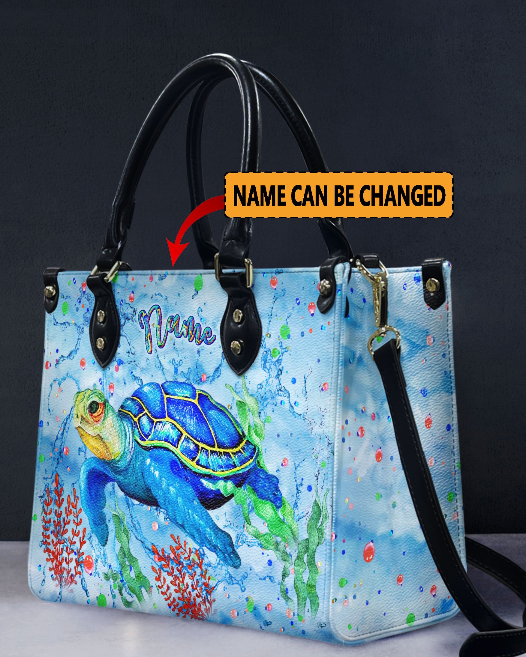 PAINTING SEA TURTLE LEATHER HANDBAG - YHLN2612244