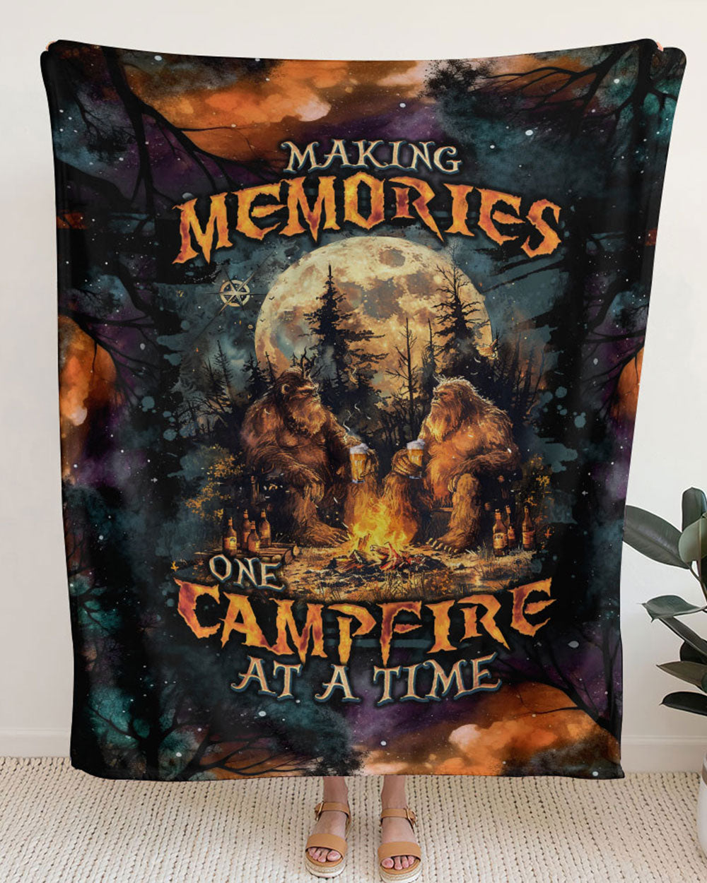 MAKING MEMORIES ONE CAMPFIRE AT A TIME BIGFOOT WOVEN AND FLEECE BLANKET - TLNO2409244