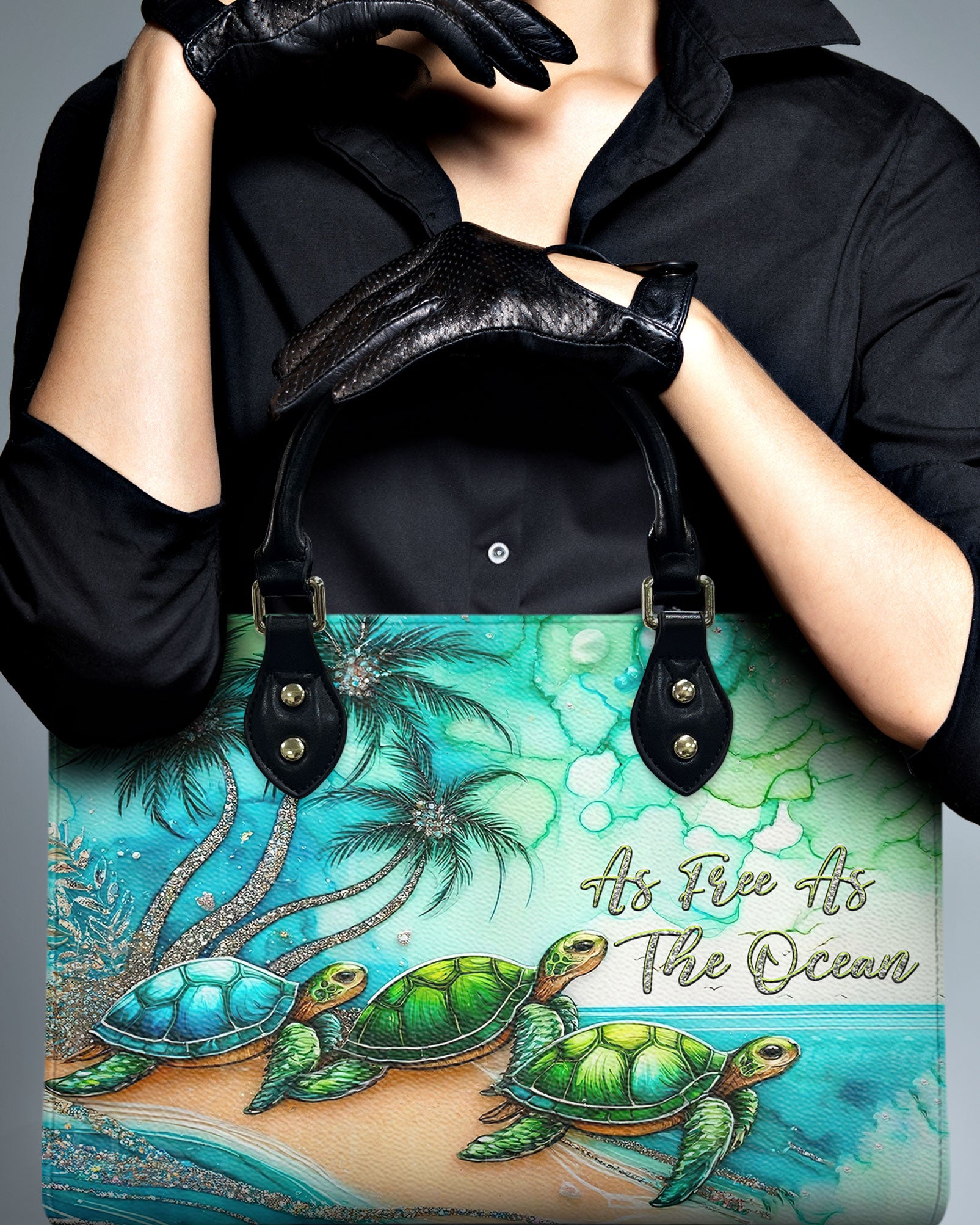 AS FREE AS THE OCEAN TURTLE LEATHER HANDBAG - TLTR1507244